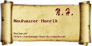 Neuhauzer Henrik névjegykártya